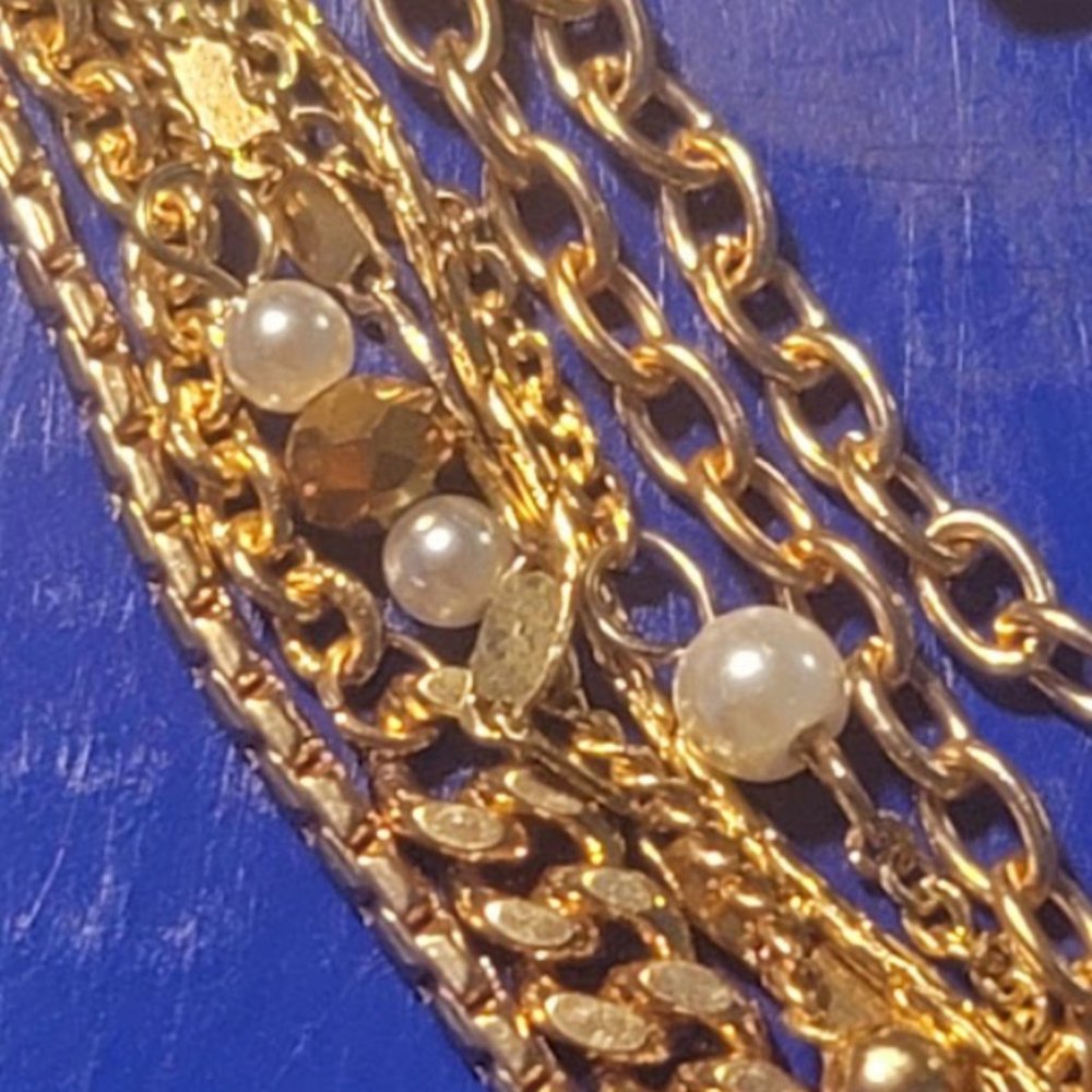 NWT Gold Faux Pearl & Bead Layered Strand Necklace 17" STYLE & CO - Picture 9 of 10